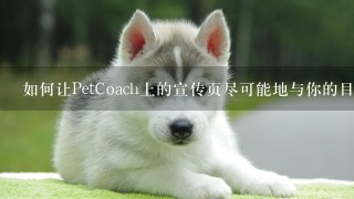 如何让PetCoach上的宣传页尽可能地与你的目标受众相关呢