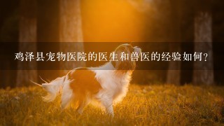 鸡泽县宠物医院的医生和兽医的经验如何?